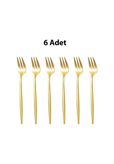 410 Çelik 6 Adet Gold Renk Tatlı Ve Meyve Çatalı Cin611sr-6