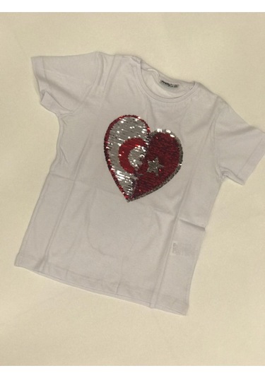 Pretty Çocuk Kalpli Paletli Gösteri T-shirt Beyaz