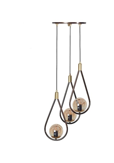 Luzarana Siena 3 Lü Sarı-Eskitme Metal Gövde Bal Rengi Camlı Tasarım L... Çok Renkli