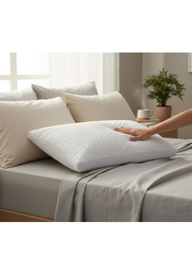 Spacer Line Klimalı Kapitone Yastık Beyaz 50x70 Otel Konfor Yastığı Beyaz