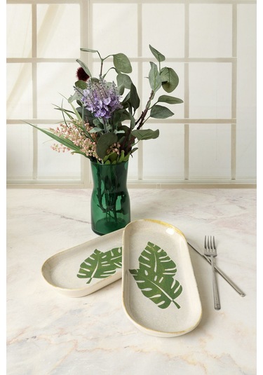 Keramika Forest Noyan Kayık Tabak 26 Cm 2 Adet 22727 Yeşil