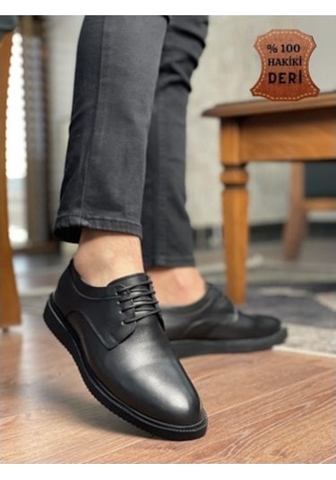 Muggo Marcel Garantili Erkek Günlük Hakiki Deri Casual Ayakkabı Siyah