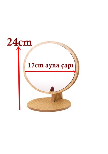 Gaman Yuvarlak Masaüstü Ahşap Makyaj Aynası