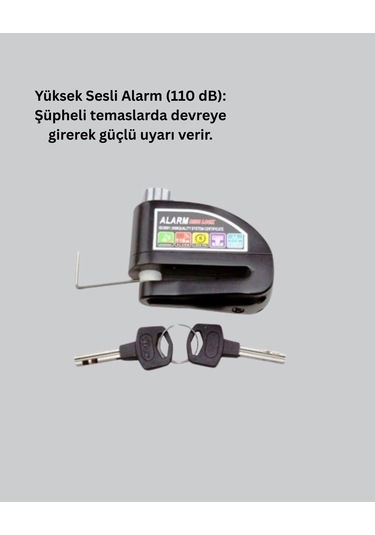 Taşınabilir Alarm Disk Kilidi Motosiklet Scooter Bisiklet Güvenlik