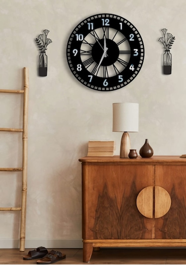 Modern Ahşap Duvar Saati Sağlam Çok Şık Ve Birarada..no:68 Siyah