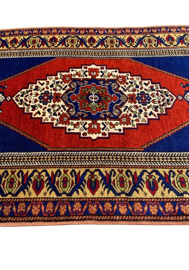 El Dokuma Sıfır Taşpınar Halısı 114x200 Lacivert Kiremit Kök Boya Kiremit