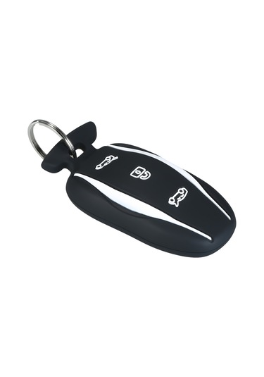 Suofeng Tesla Model 3/s Anahtar Kılıfı Silikon Materyal Siyah, Tam Uyumlu, Butonları Koruyucu, Metal Kanca İle Taşınabilir