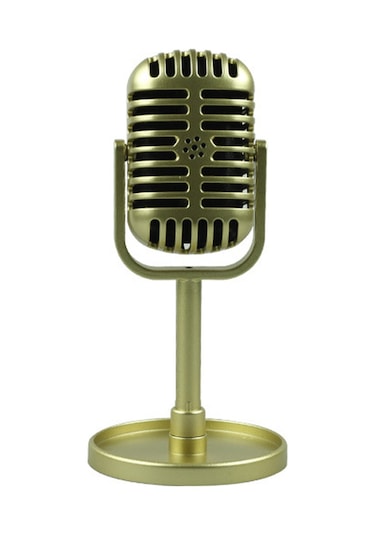 Padalink Vintage Stüdyo Dekorasyonu Oyuncağı - Gerçekçi Simülasyon Mikrofonu, Film Ve Fotoğraf Çekimleri İçin Sarı Renkli Sahne Aletleri