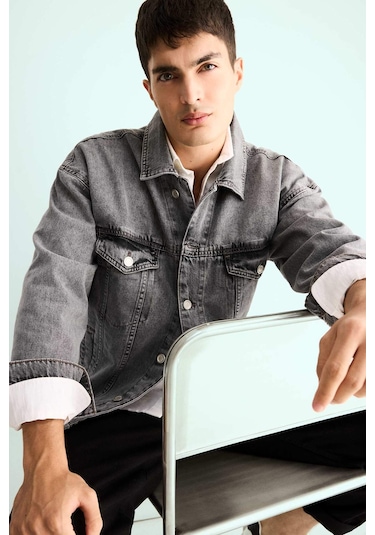 Defacto Oversize Geniş Kalıp Düğmeli Denim Ceket F4736ax25aunm18 Gri