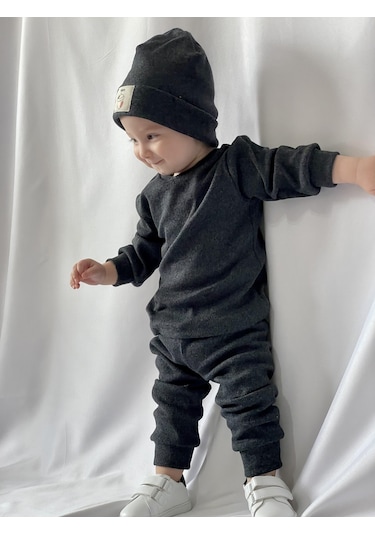 MiaBaby Bereli Üçlü Takım 001 Antrasit