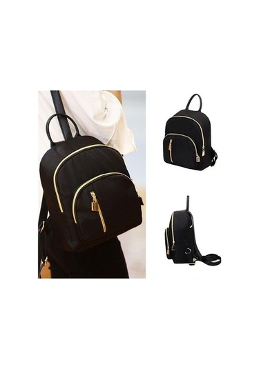 Ganzhoushop Siyah Sırt Sırt Sevimli Oxford Omuz Mini Kız İşlevli Günlük Çok Çantası Çantası Çantası Çantası Black Th Siyah