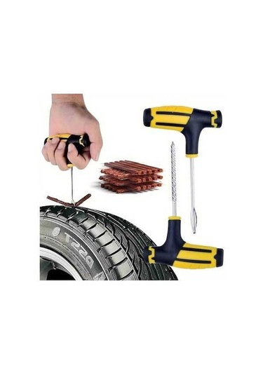 Fastbuy Turcoshop11 Araç Ve Motosiklet İçin Komple Lastik Tamir Seti - Sarı Set 23 Delik Onarım Yedek Takımı