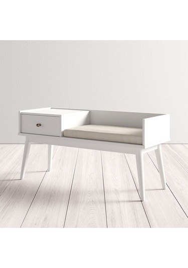 Skyler Beyaz Ahşap Benç