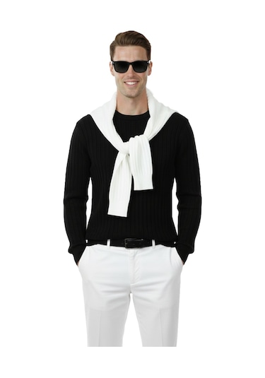 Deepsea Erkek Siyah Rahat Kalıp Çizgi Dokulu Triko Kazak Şık & Modern Tasarım 2605432 Siyah Deepsea Erkek Siyah Rahat Kalıp Çizgi Dokulu Triko Kazak Şık & Modern Tasarım 2605432 Siyah