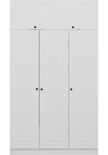 Minar Kale 3 Mebran Kapaklı 2 İç Çekmeceli Dolap Ve Yüklük Beyaz 255cm