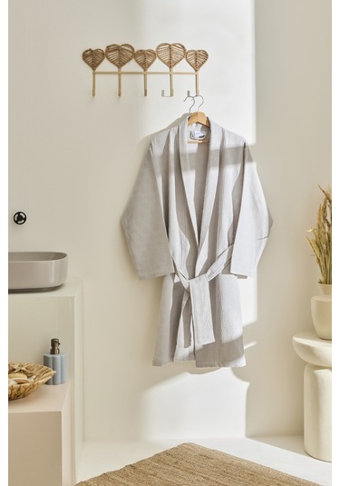 Kaşmir Home İris Waffle Bornoz Gri S-m Gri
