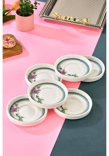 Cooker 6'lı Lyon Porselen Çay Tabağı Beyaz