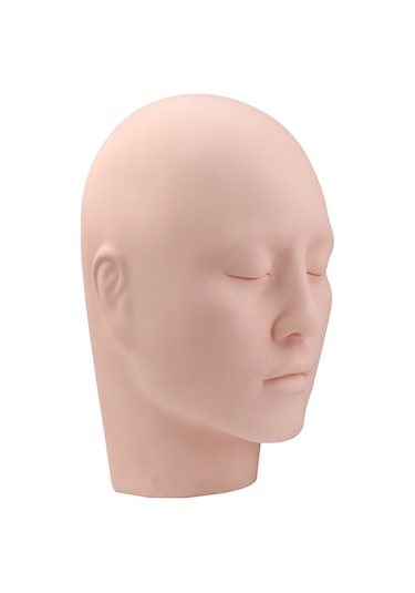 Lebıhmurah Wg470 Yumuşak Silikon Eğitim Manken Kafası Uygulama Kozmetoloji Mankeni Bebek Kirpik Yüz Dudak Makyaj Masaj Dövme