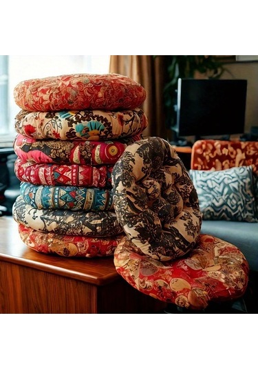 Dashanshop Wave Desenli Yuvarlak Oturma Minderi - Kalın Ve Konforlu Yoga Ve Yemek Sandalye Minderi Dalga Deseni