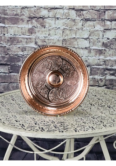 Bakır İşlemeli Hamam Tası 16 CM Bakır