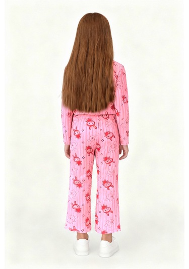 Kız Çocuk Pijama Altı Beli Lastikli Tavşan Baskılı Pembe