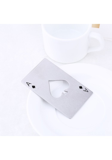 Geeroyoo 420 Çelikten Yapılmış 8.5x5.5cm Boyutunda Kolay Taşınabilir Poker Kart Desenli Bira Açıcı Diğer