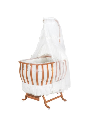 Setaymobilya Doğal Ağaç Beşik, Otantik Lüks Sallanan Beşik + Uyku Seti -Setay