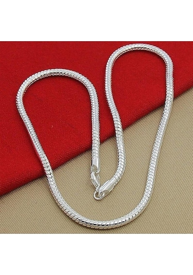 Novahub Gümüş Satış 925 Gümüş 3mm Yılan Zincirler Kolye Kadın Erkek Moda Takı - 60 Cm Gümüş