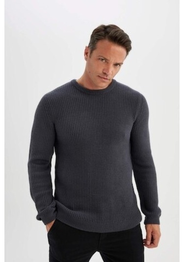 DeFacto Standart Fit Normal Kesim Bisiklet Yaka Dokulu Triko Kazak C8814AX24WNAR184