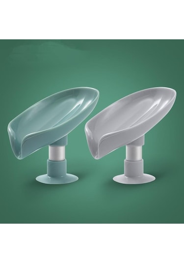 Gri Yaprak Şekilli Sabunluk Duş Sabunu Raf Banyo Sabunu Kutusu Dikey Vantuz Çamaşır Sabunu Bulaşık Depolama Tepsisi Banyo Malzemeleri