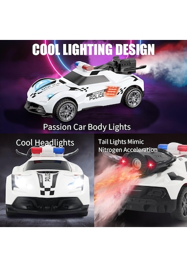 Uzaktan Kumandalı Şarjlı Duman Atan Araba 1:20 Full Fonksiyon Kumandalı Buhar Çıkaran Oyuncak Araba Beyaz