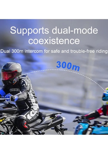 Motosiklet Bluetooth 5.3 Kask İnterkom 2 Kişi 300 Metre Eşleşme Ö