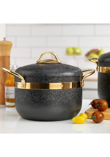 Schafer Goldie 7 Parça Granit Tencere Seti Siyah