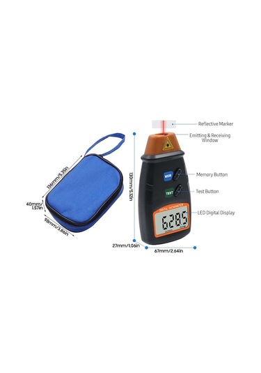 Ebitda Kullanımı Kolay Taşınabilir Dijital Dönüş Hızı Ölçer Led Ekranlı Otomatik Ölçüm Geniş Kullanım Alanı Siyah Siyah