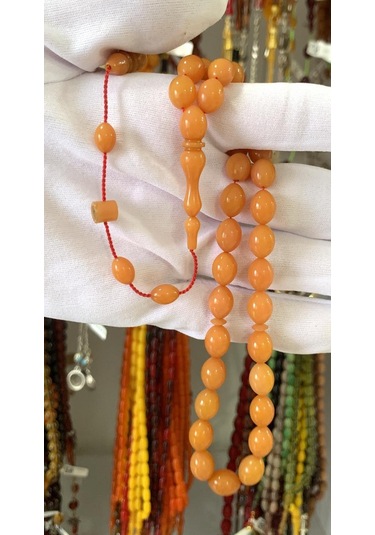 Krem Beyzi Model Sıkma Kehribar Tesbih