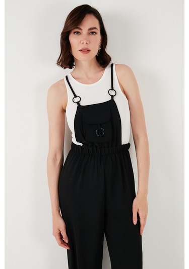 Lela Keten Karışımlı Askılı Bahçıvan Bayan Tulum 66970232S4 Siyah