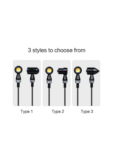 Youtek Klasik Kafe Racer Motosikletleri İçin Led Metal Mini Flaşör, Mermi Şekli, Aluminyum Malzeme, Siyah Renk