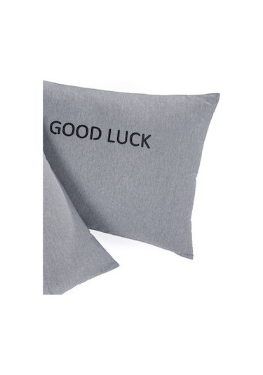 2li Yastık Kılıfı Good Luck Baskılı Füme Füme