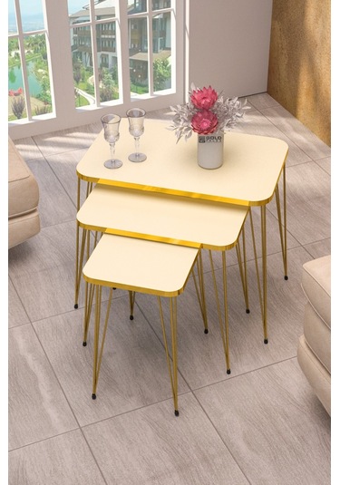 Zigon Sehpa Kr Gold Krem Tel