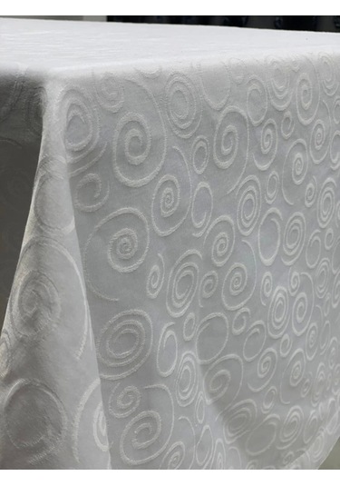 Nivemeshome 140x200 Beyaz Daire Sembol Leke Tutmaz Masa Örtüsü Beyaz