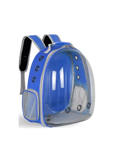 Dışarı Çıkarken Kediler İçin Şeffaf Sırt Çantası Yan Kapısı Olmayan Mavi