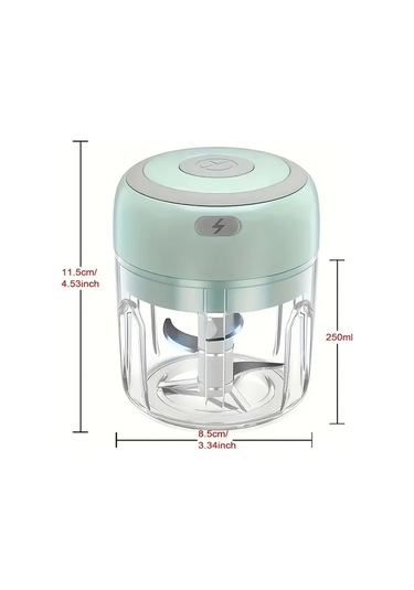 Dashanshop Yeşil 250ml Usb Şarjlı Mini Elektrikli Sarımsak Doğrayıcı Ve Et Kıyma Makinesi Yeşil