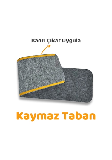 Beylini Kaymaz Merdiven Halısı Kendinden Yapışkanlı 1 Adet 20x75 Gri