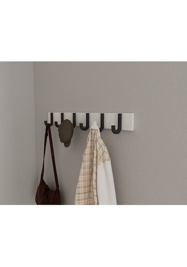 Hepsi3boyutlu Modern Duvar & Kapı Baston Askılık - 6 Adet Siyah J Askılık - Model No : 6 Siyah