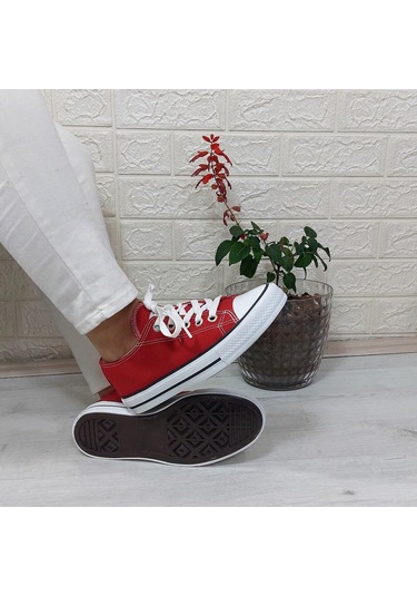 Fiyra 554 Kırmızı Kısa Unisex Sneaker Keten Spor Ayakkabı 001