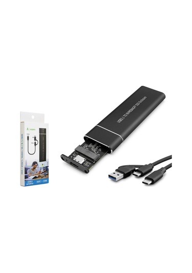 Hadron Hdx1769 Ssd Kutu Type-c3.1 + Usb3.0 Nvme M2 Chip Jms581d Siyah