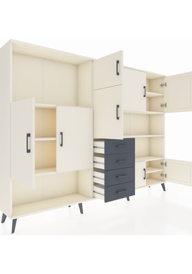 Arges Dolap 9 Raflı 4 Çekmeceli 8 Kapaklı 220x30x163 Aytaşı-aytaş Aytaşı-aytaşı/antrasit