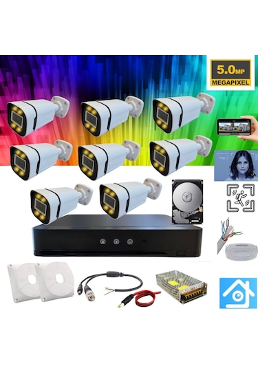 5mp 1440p Warm Led Gece Renkli 8 Kameralı 4 Tb Hdd Dahil Ahd Set
