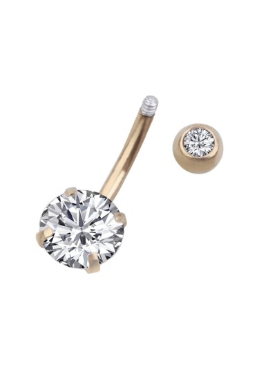 Chavin Beyaz Taşlı Rose Çelik Göbek Piercing Dt91Rs Beyaz