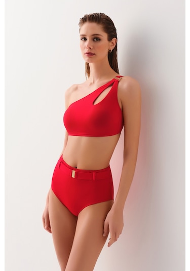 Suwen Yüksek Bel Kemerli Bikini Alt Sbn25550c082 Kırmızı